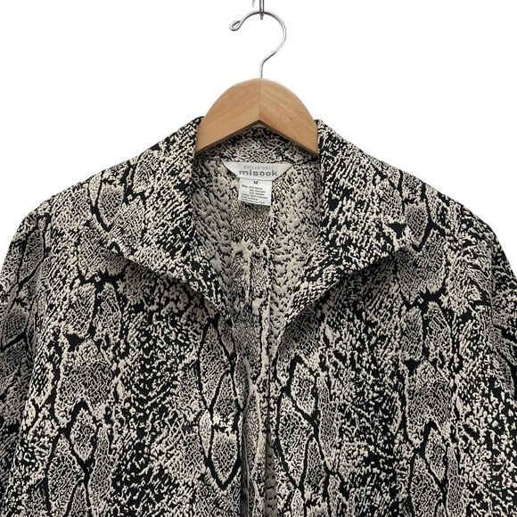 Misook Metallic Snake Reptile Print Open Front Topper Jacket Women’s Size Medium - Picture 5 of 11